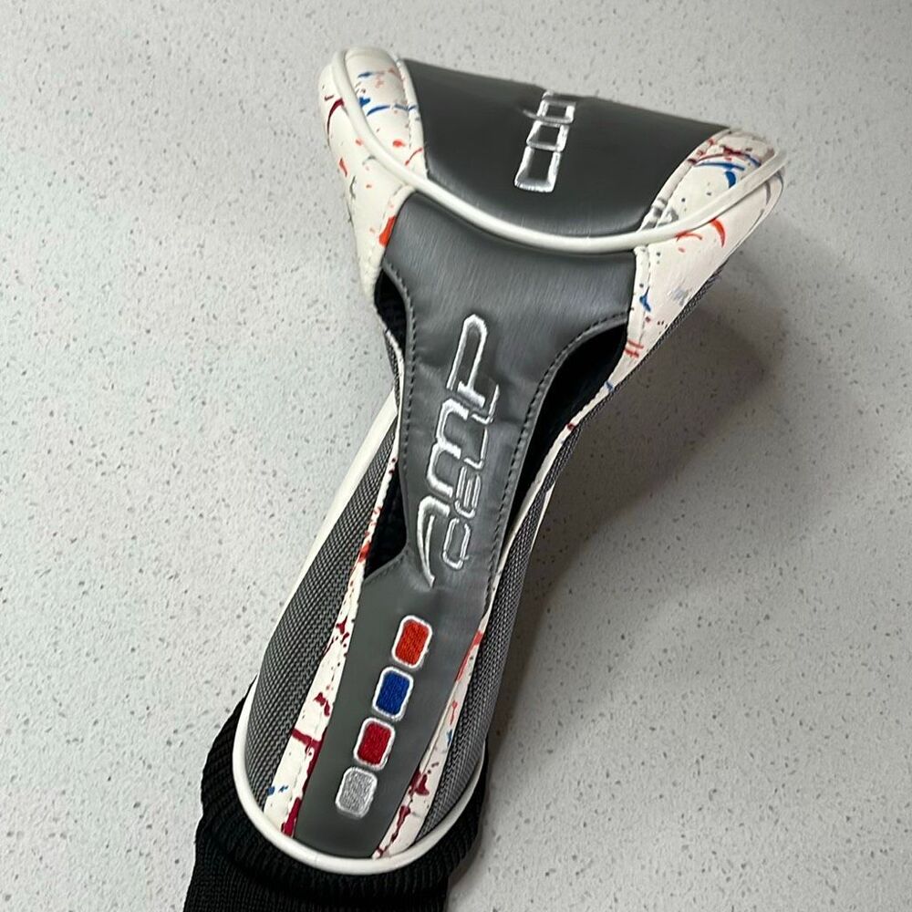 Cobra Amp Cell Fairway Wood Headcover Golf Head Cover Paint Splatter White